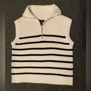 stripped sweater vest with gold zipper